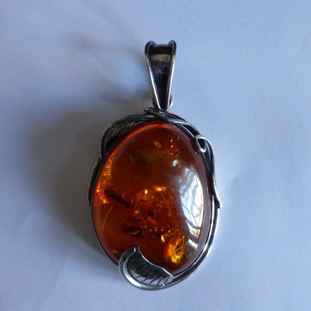 Honey Amber and Sterling Silver Pendant